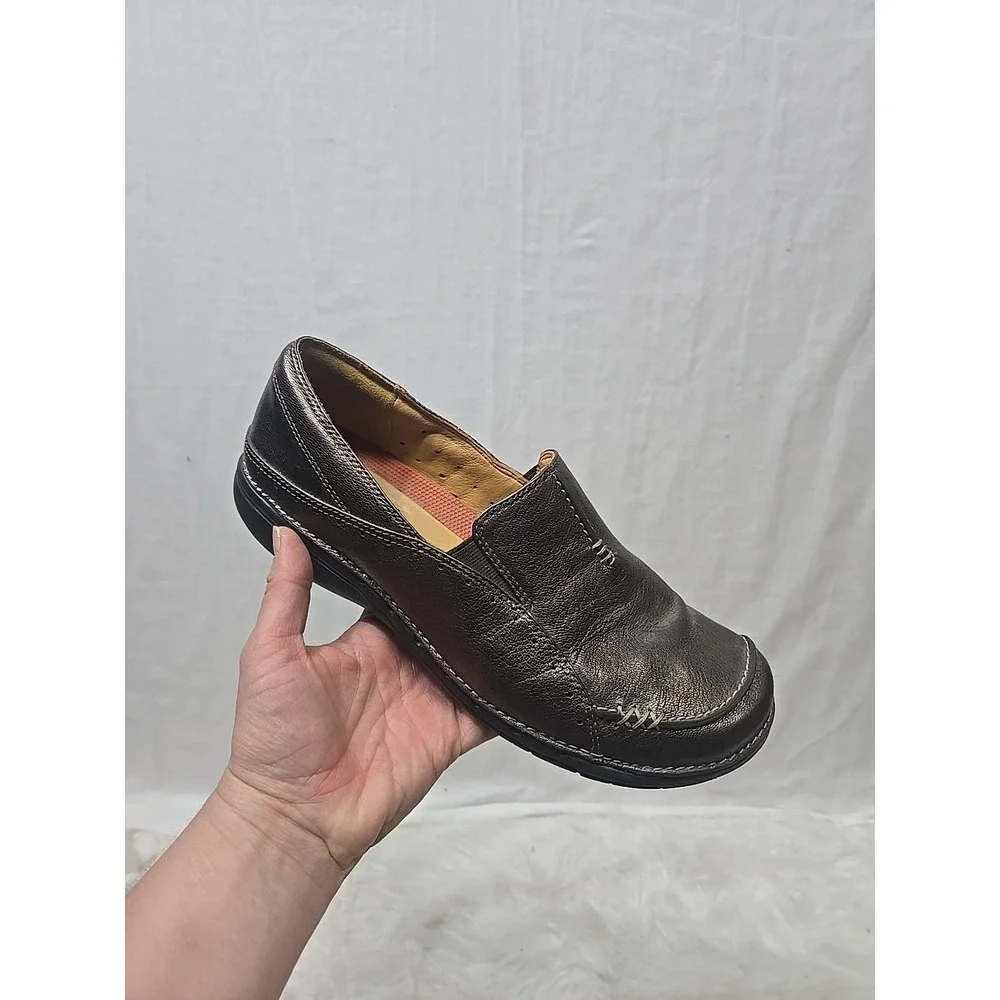 Clarks Unstructured‎ Loafers Women's Size 8.5 M Slip On Comfort Brown Leather